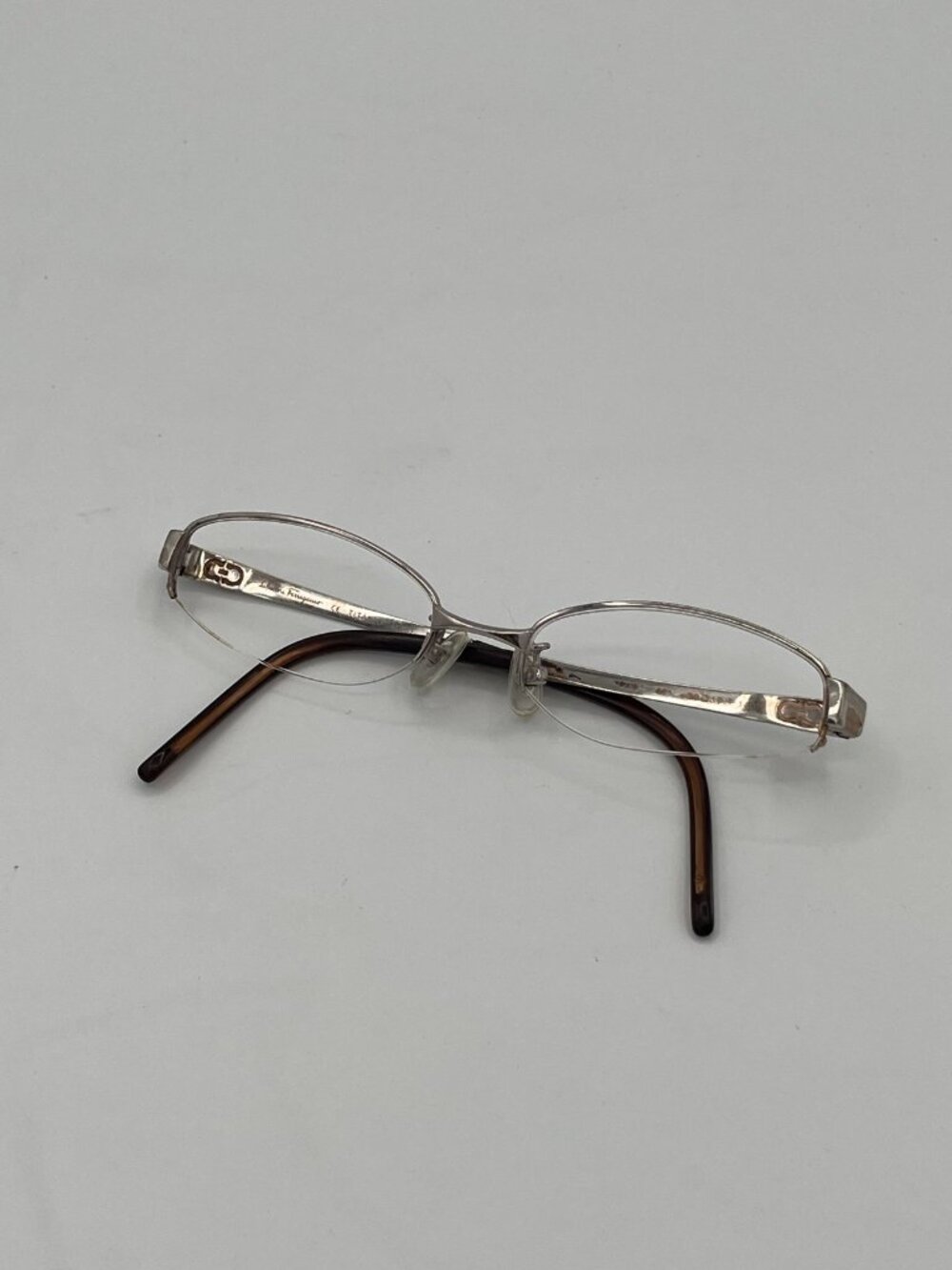 Salvatore Ferragamo Titanium Half Rim Eyeglass Frames 50-17-140 Gancini Temples